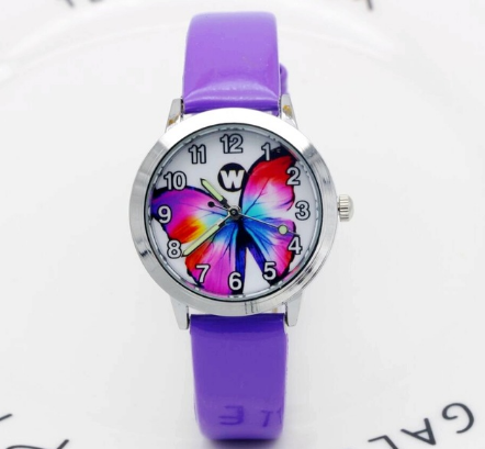 Kids Quartz Watch Student Girls Cute Colorful Butterfly Dial Waterproof Watch