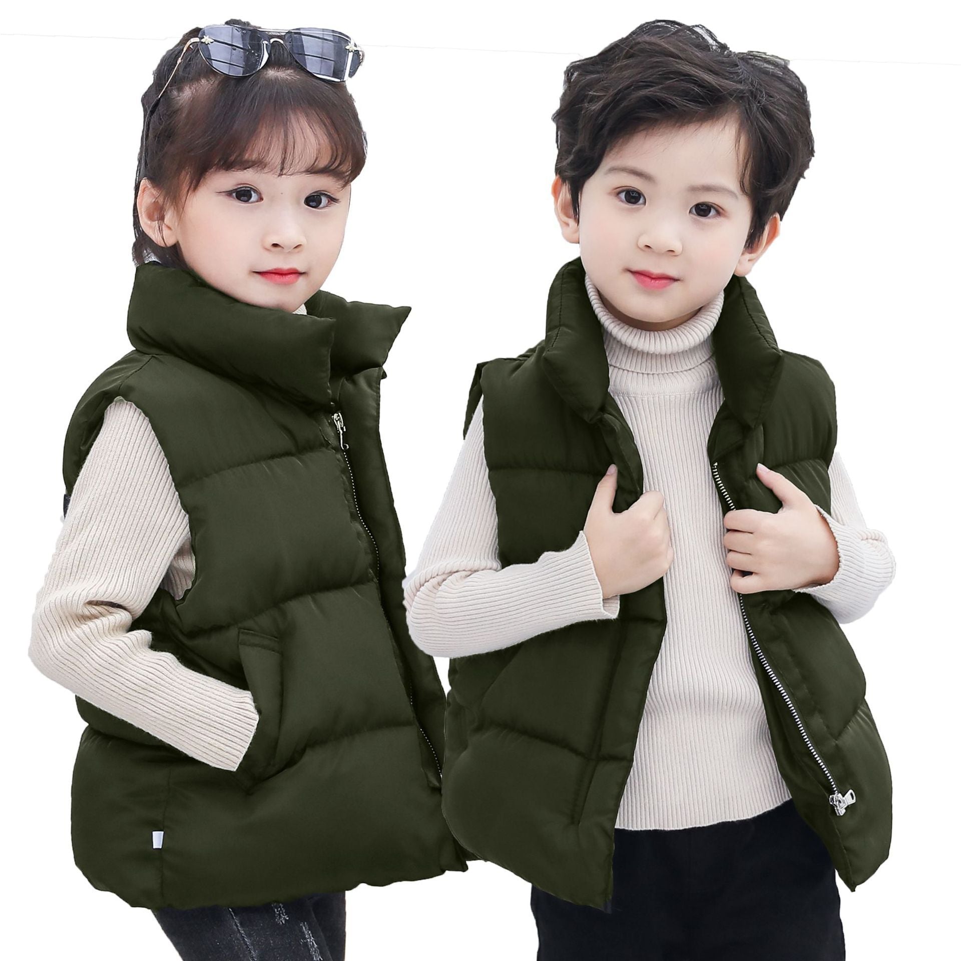Down Cotton Vest, Spring or Winter Warm Vest For Boys or Girls