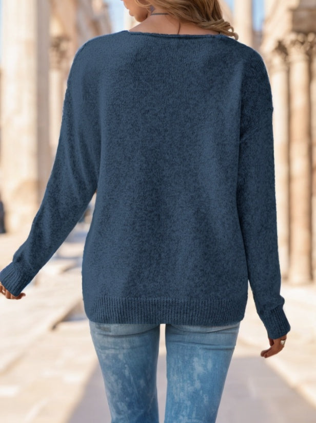 Women's Solid Colour Long Sleeved Sweater