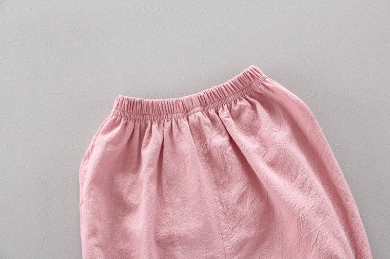 Girls' Sleeveless Top with Solid Color Shorts 2pc Set