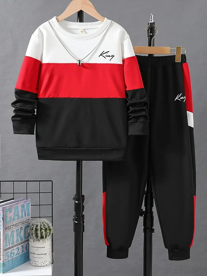 Design Multicolor Hoodie Pants Two-piece Set