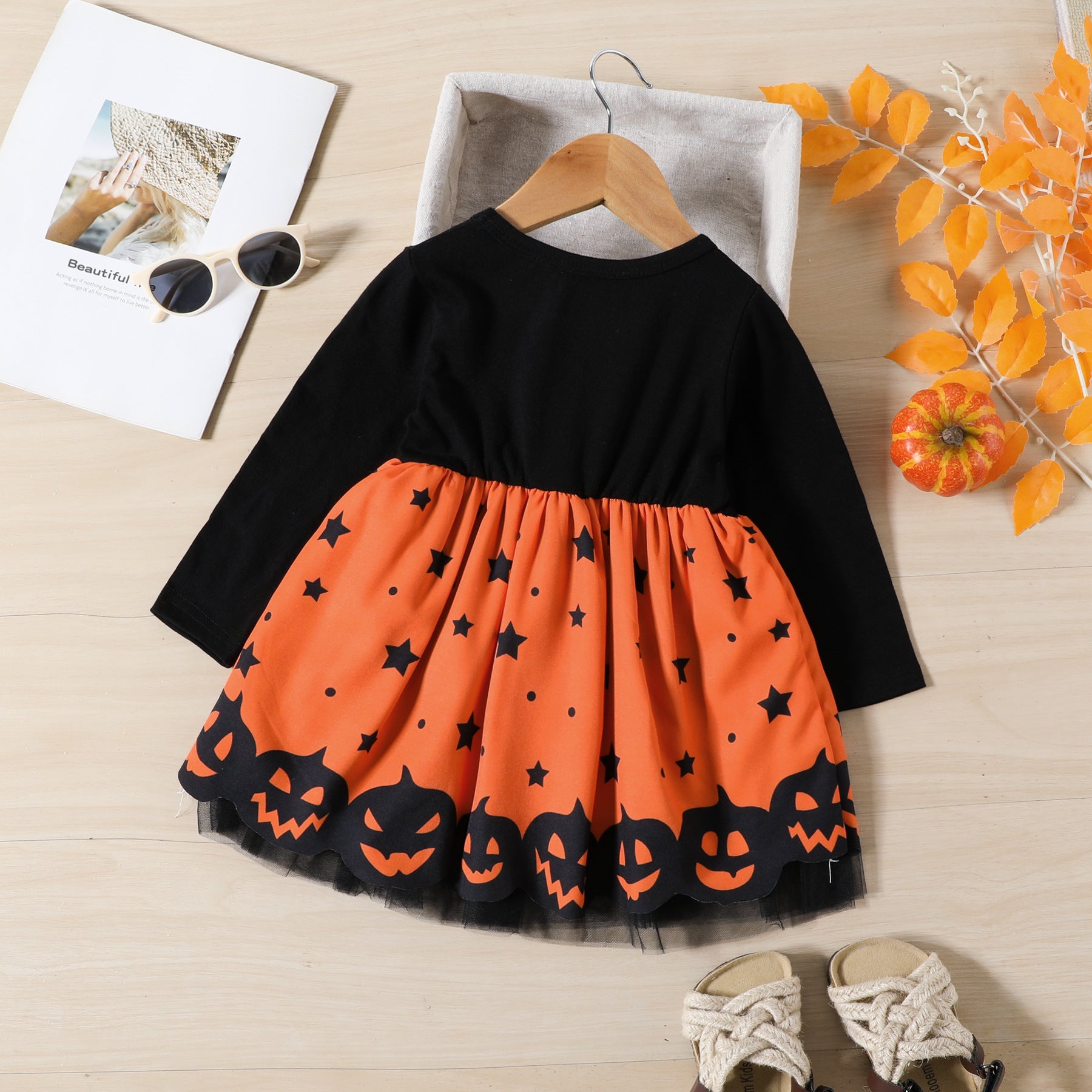 Halloween Girls' Long Sleeve Mesh Dress