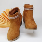 Girls' Fashion Double Strap Rhinestone Boots