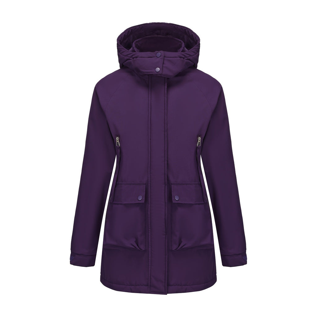 Parka Fleece Padded Coat, Waterproof Women's Fall Winter Coat