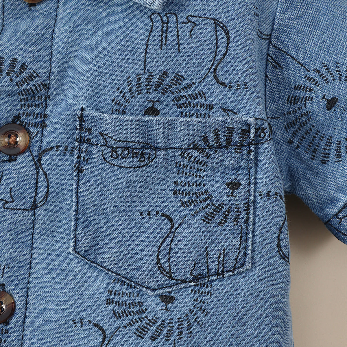 Baby Boy Lion Printing Denim Romper