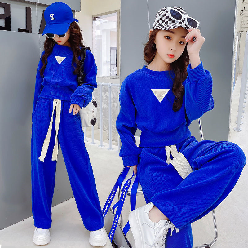 Girls' Long Sleeves Sport Sweater & Straight-leg Pants 2pc Set