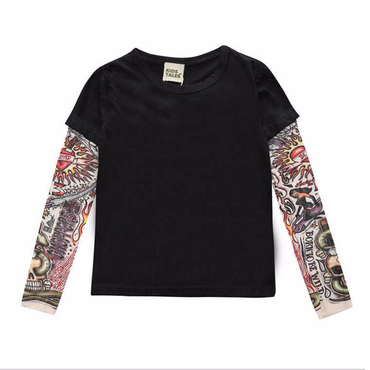 Tattoo Long Sleeve Stitching T-shirt