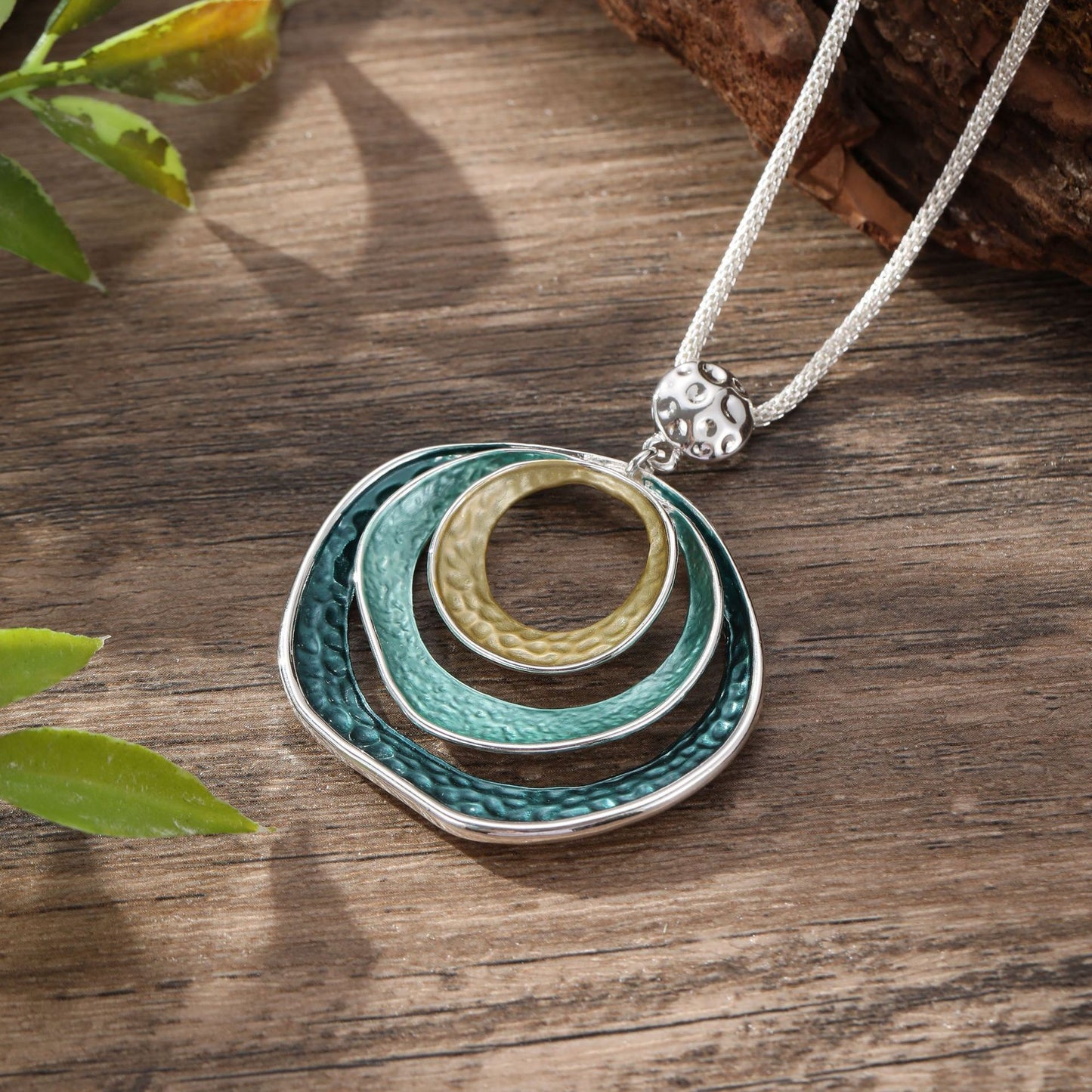 Enamel Geometric Hollow Ring Pendant Exaggerated Geometry Round Women's High-grade Necklace