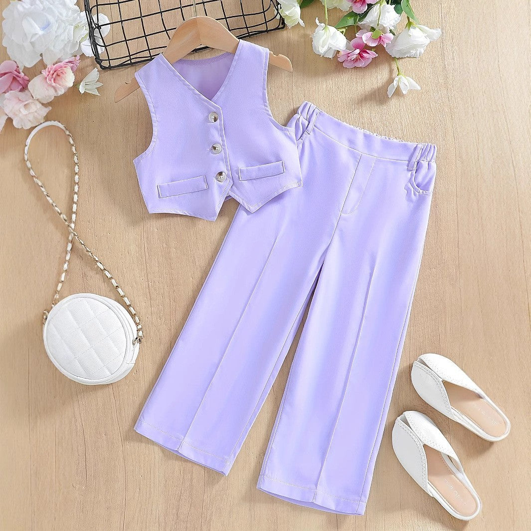 Girl's Leisure Fashion Personality Vest Suit