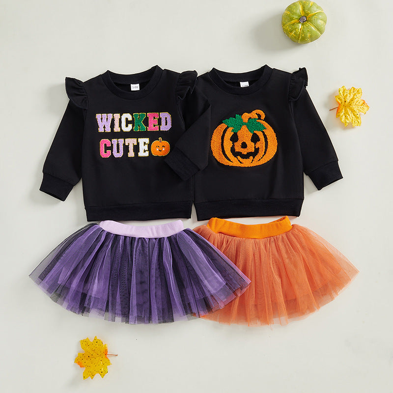 Girls' Halloween Sweater Plus Skirt