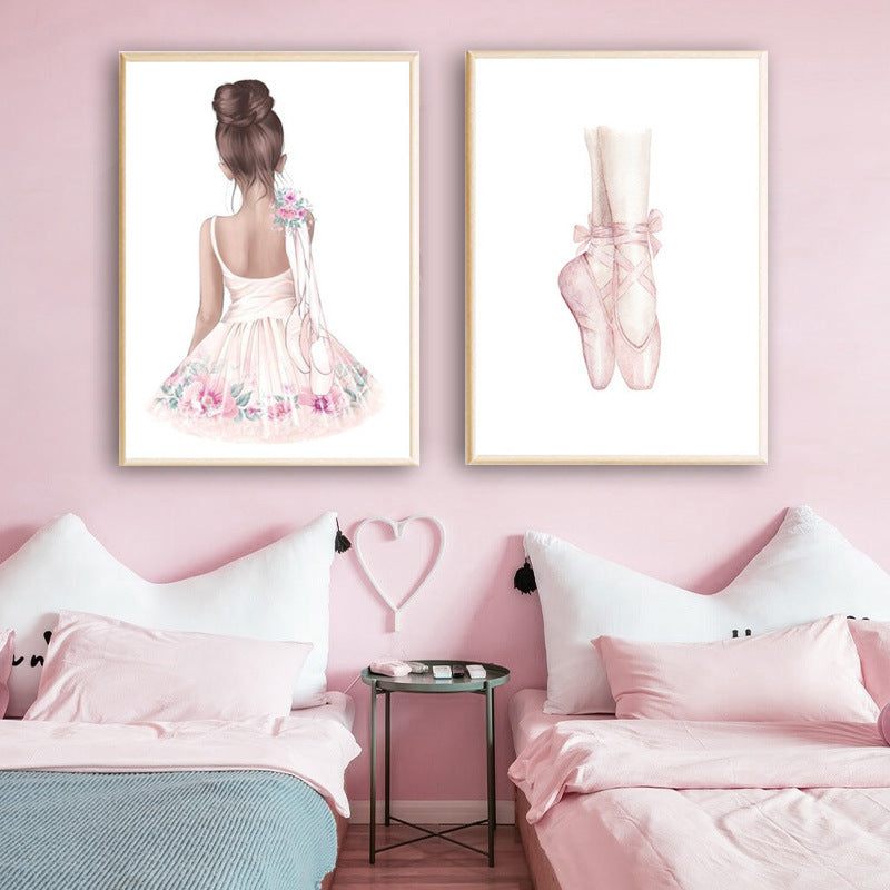 Cartoon Girl Canvas Poster Ballet Dancer Wall Art Nursery Baby Room Decoration Poster