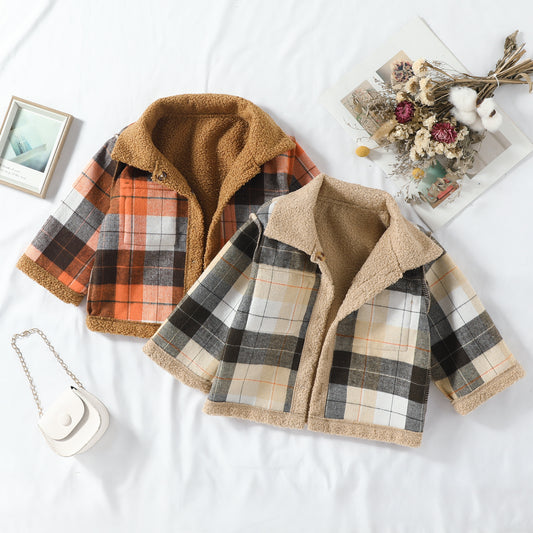 Autumn New Plush Plaid Reversible Coat