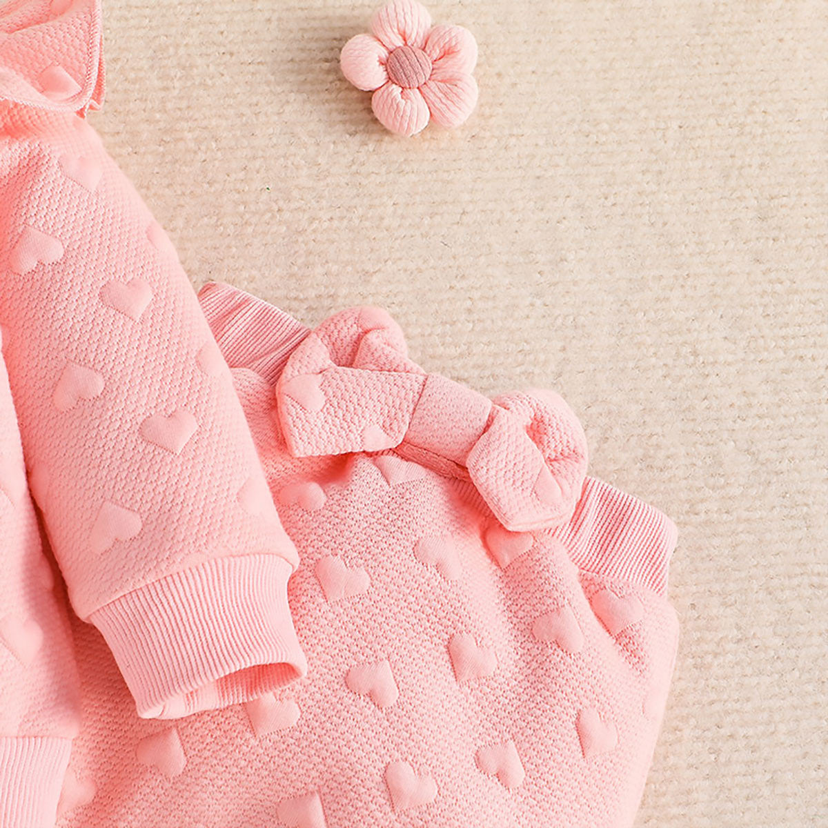 Baby Girl Long-sleeved Top Bow Pants Two-piece Set