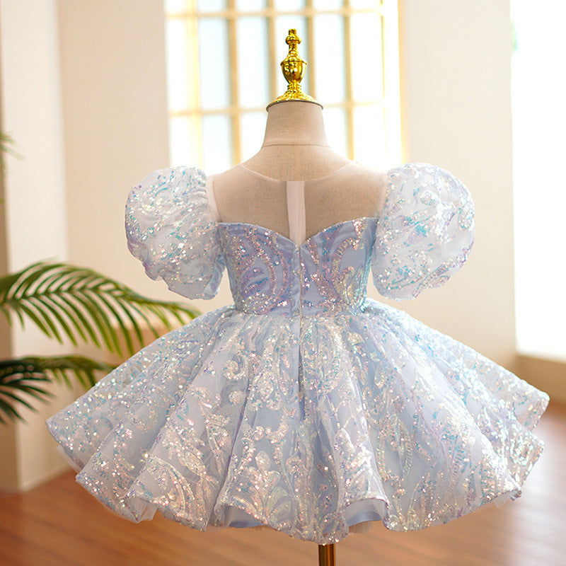 Girl's Dress Blue Sequined Pettiskirt, Party Dress