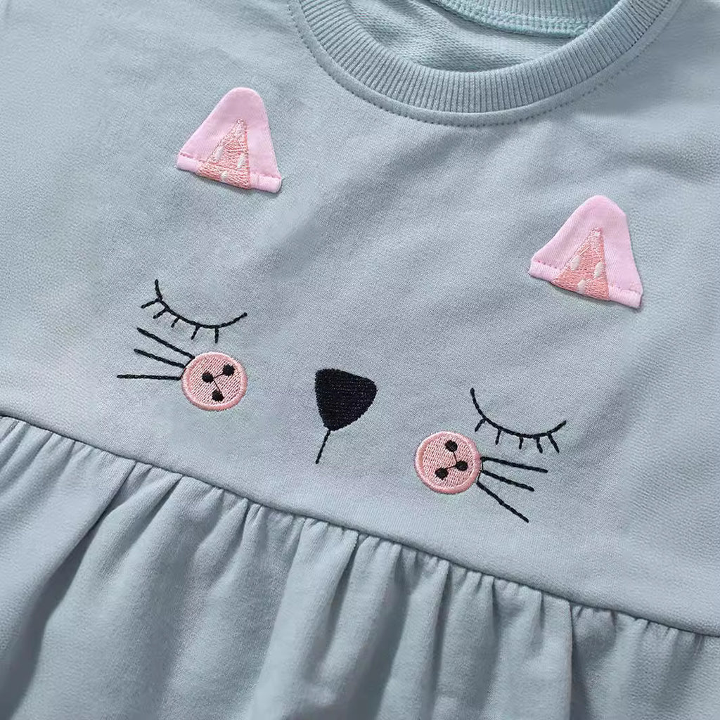 Cartoon Casual Breathable Girls' Sweater 2pc Set For Kids
