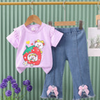 Girl's Short-Sleeve Denim Jeans Set