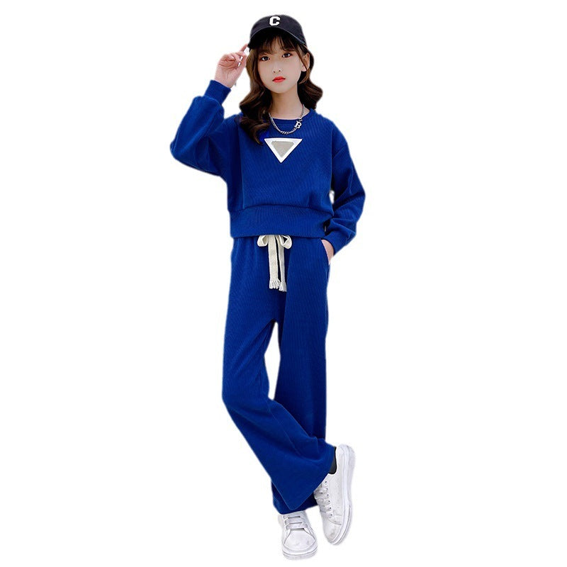 Girls' Long Sleeves Sport Sweater & Straight-leg Pants 2pc Set
