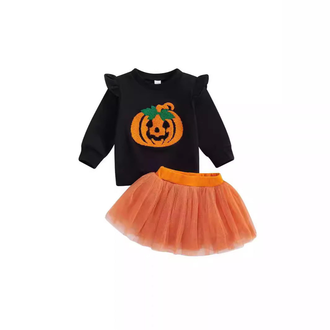Girls' Halloween Sweater Plus Skirt