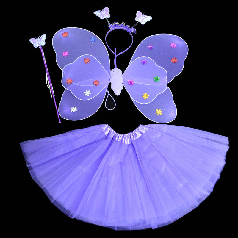 Children's Double-layer Sequined Wings 4-Piece Set