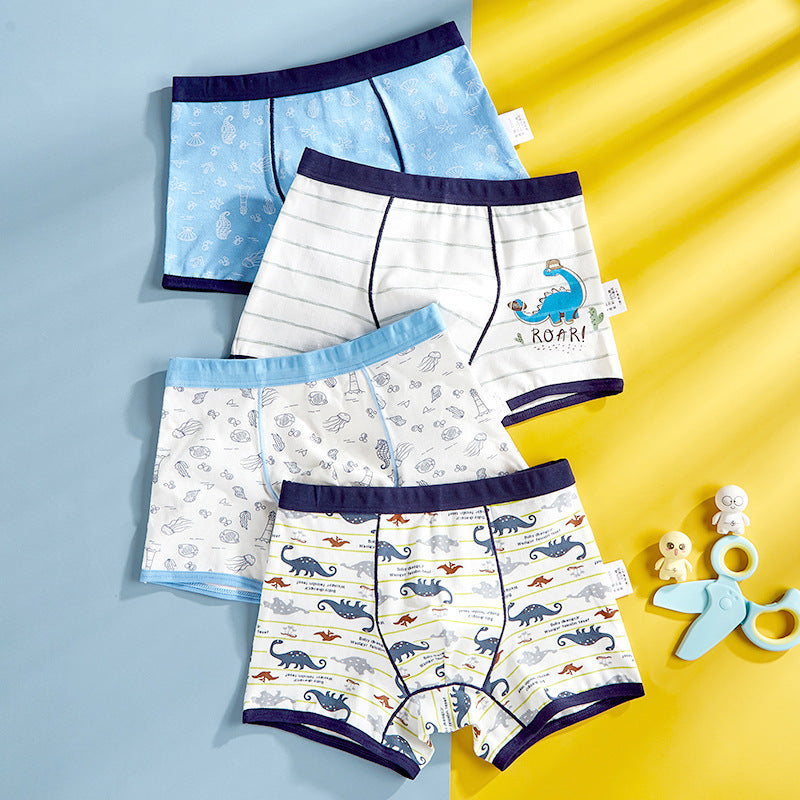 Cartoon Cotton Boys' Boxer Shorts Underwear 4 Pack