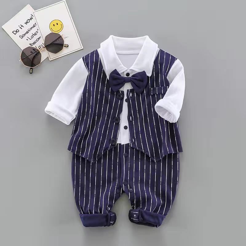 Spring & Autumn Infant One-Piece Romper Long Sleeve Baby Boy Gentleman's Outfit