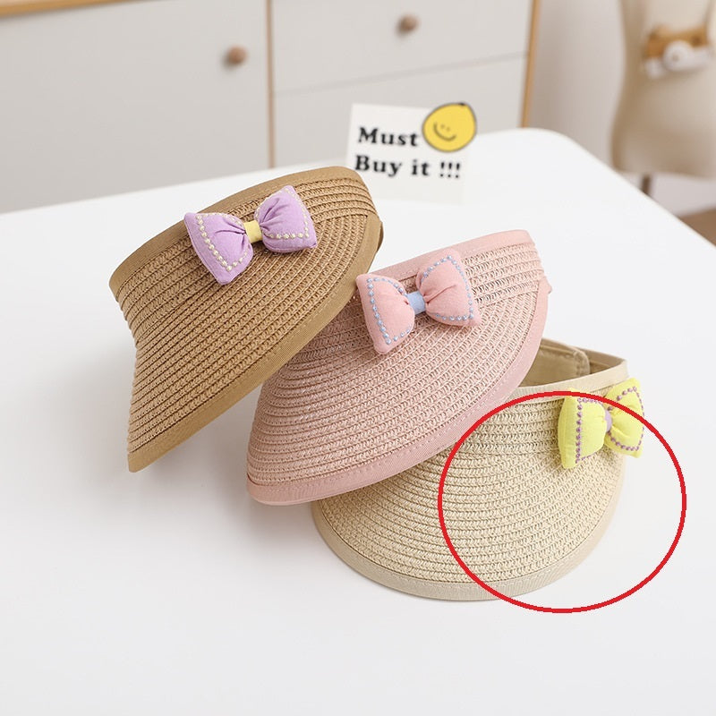 Foldable Children's Hat Summer Korean Style Bow Straw Sunshade