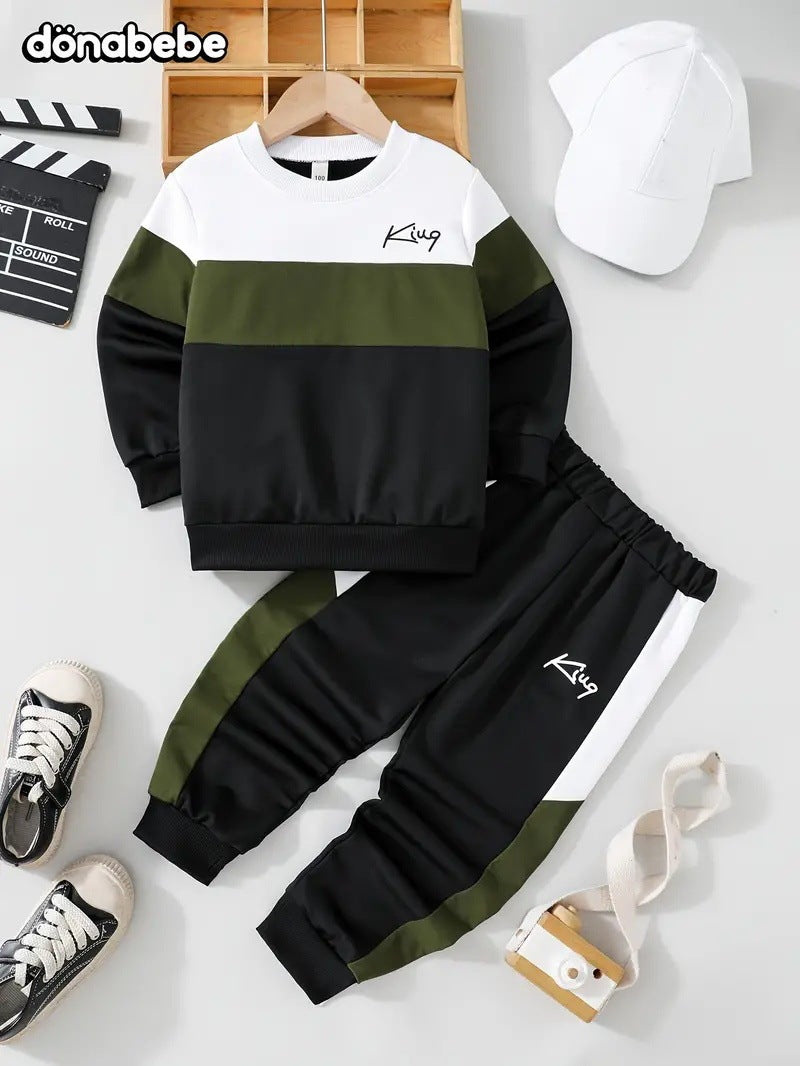 Design Multicolor Hoodie Pants Two-piece Set