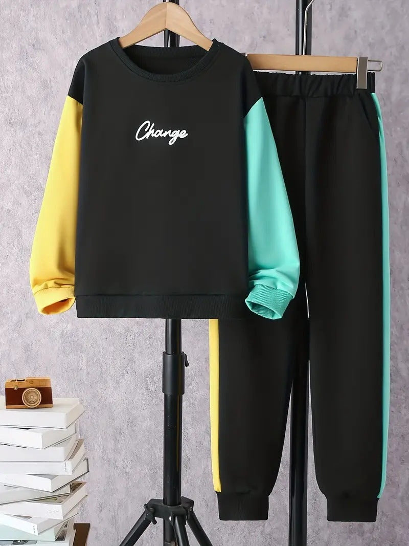 Design Multicolor Hoodie Pants Two-piece Set