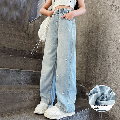 Wide-Leg Lyocell Denim Pants for Girls