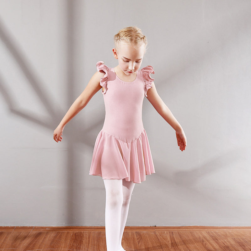 Children's Dance Dress, Flounced Sleeve Ballet Clothes, Children's Chiffon Dancing Dress