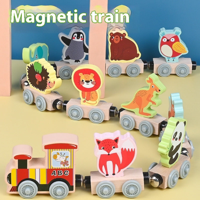 Magnetic Car Small Locomotive, 5 Theme Educational Wooden Sets