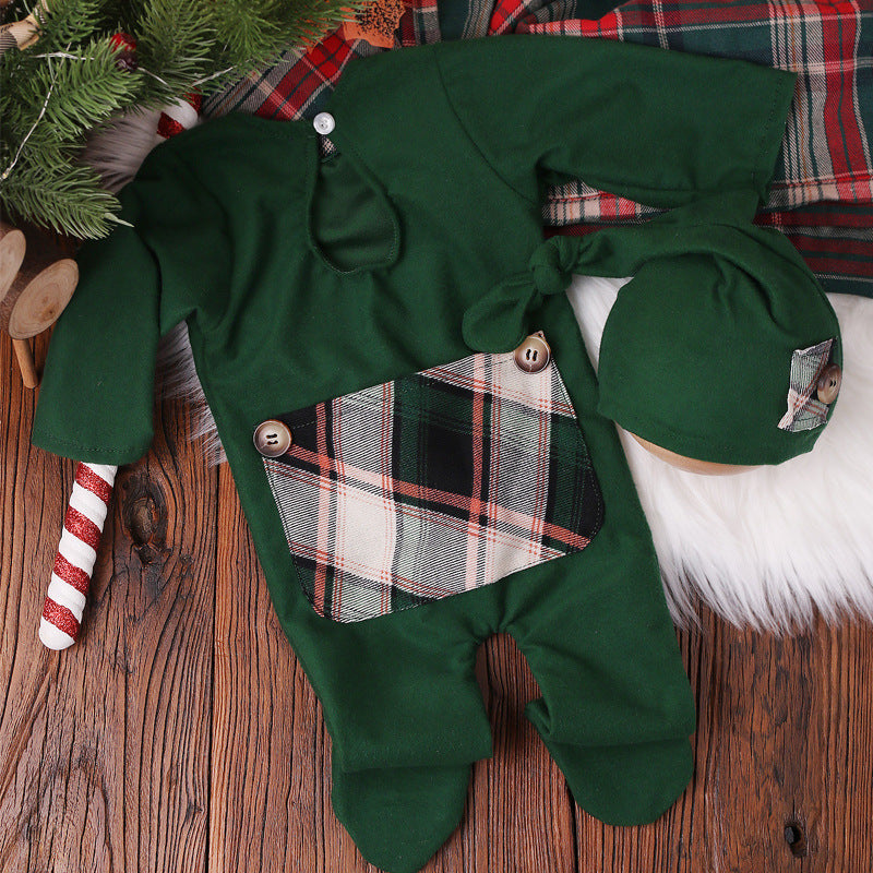 Newborn's Photography Christmas Clothing Studio Outfit, Red or Green