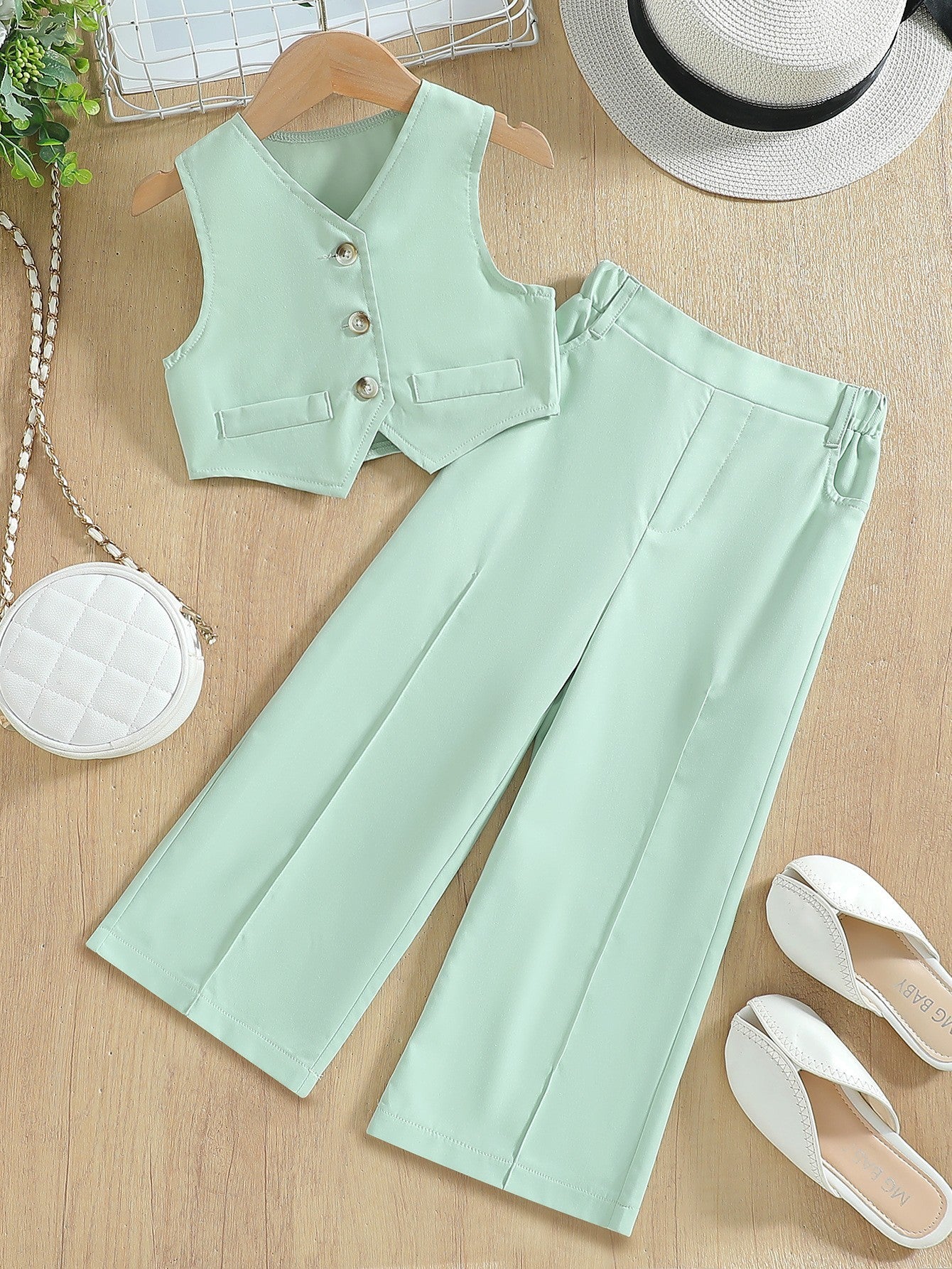 Girl's Leisure Fashion Personality Vest Suit