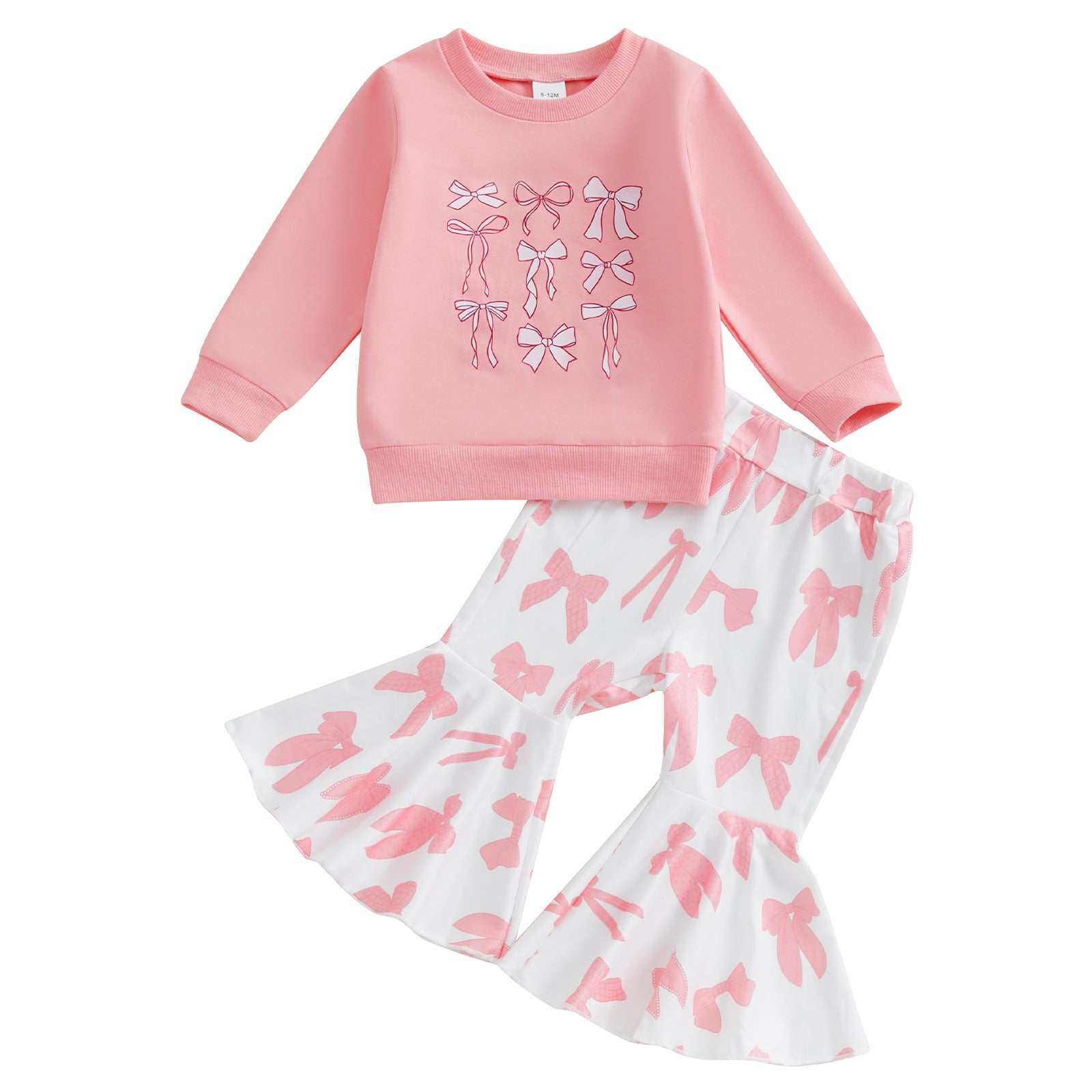 Girl's Printed Sweatshirt Full Printed Bell-bottom Pants Set