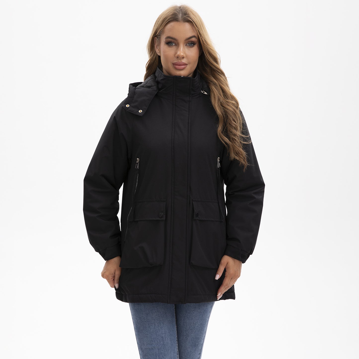 Parka Fleece Padded Coat, Waterproof Women's Fall Winter Coat