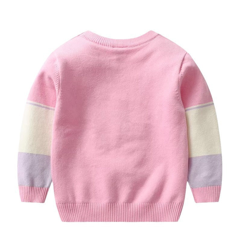 Girl's Butterfly Sweater, Children's Cotton Base Sweatshirt