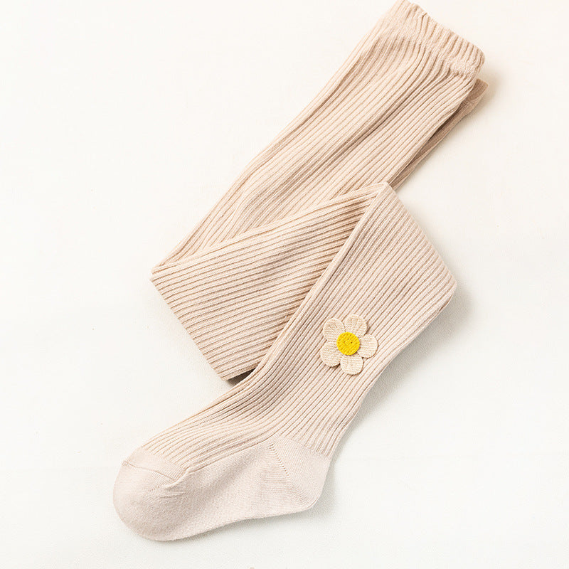 Girls' Leggings Spring New Flowers Long Socks