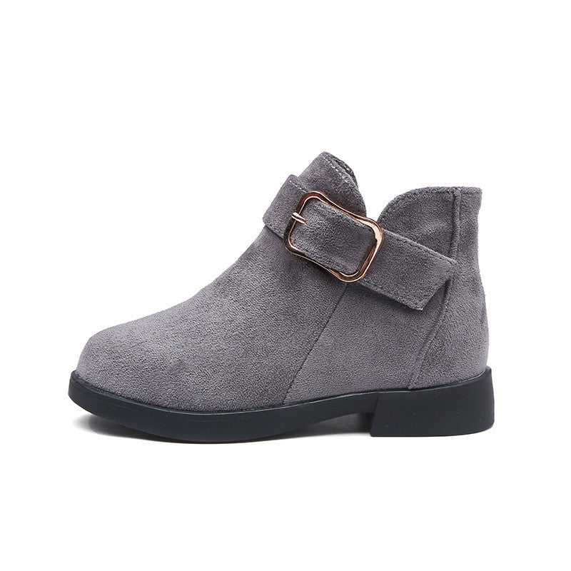 Girl's Grey suede leather boots.