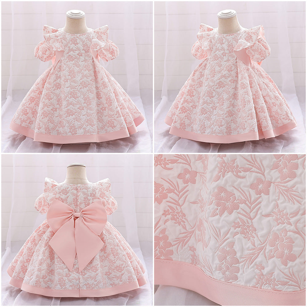 Baby/Girls' Fashion Bowknot Embroidered Dress