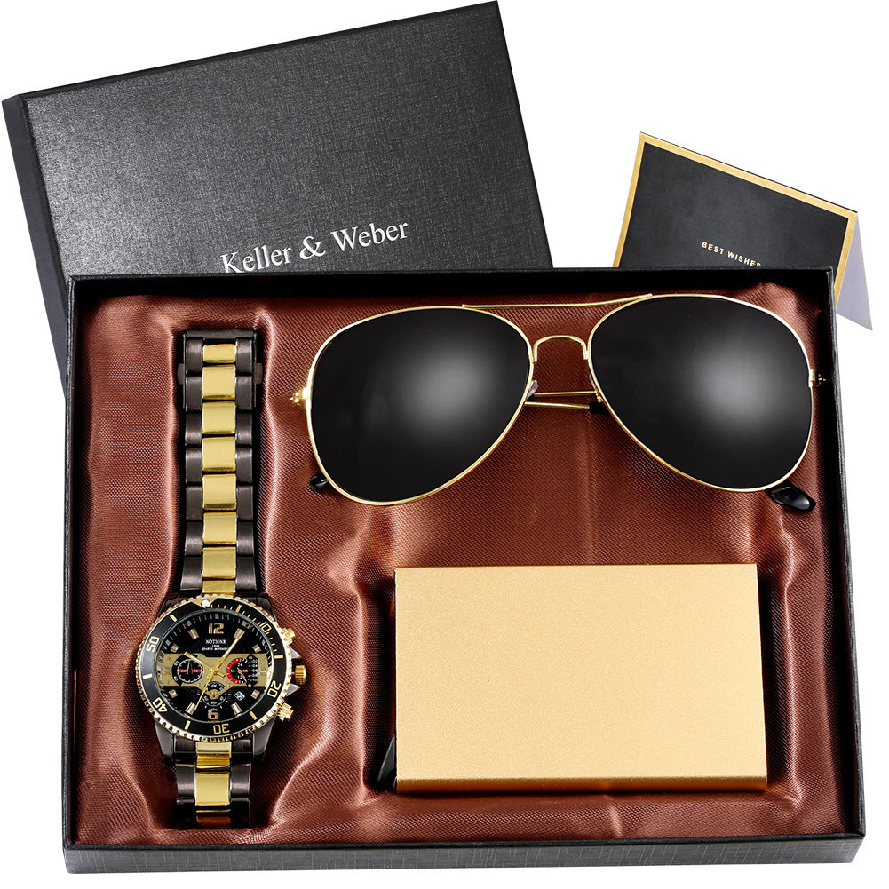 Men's Quartz Watch Sunglasses Gift Box Set, Gift For Dad