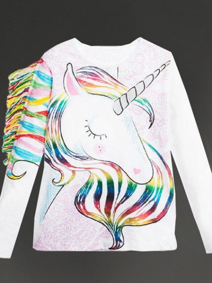 Girls' Unicorn Printed Long Sleeve T-shirt