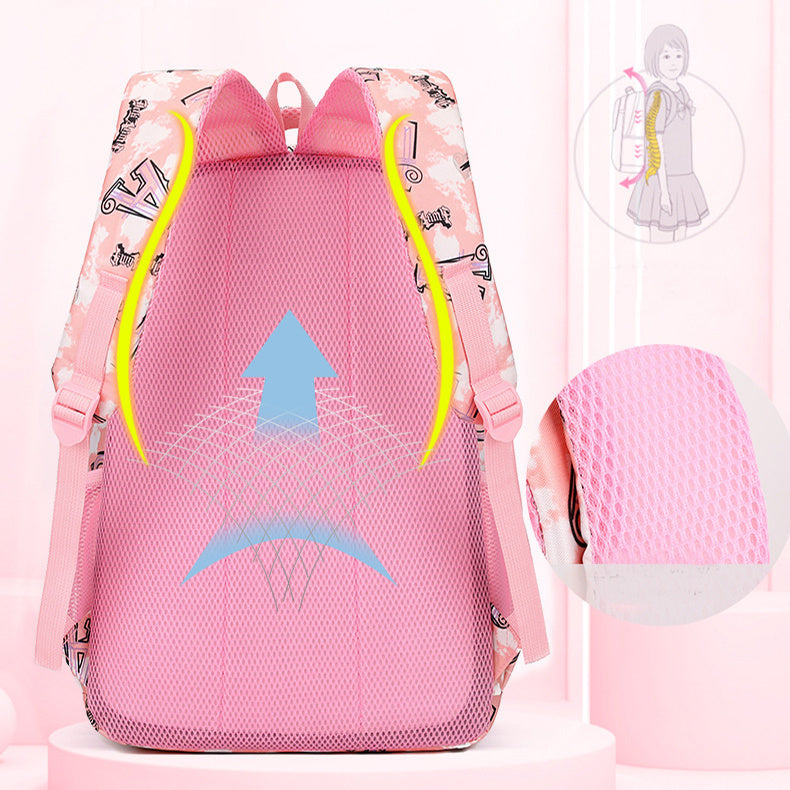 New Letter Print Backpack With Pencil Case, Primary School Students Schoolbag For Girls