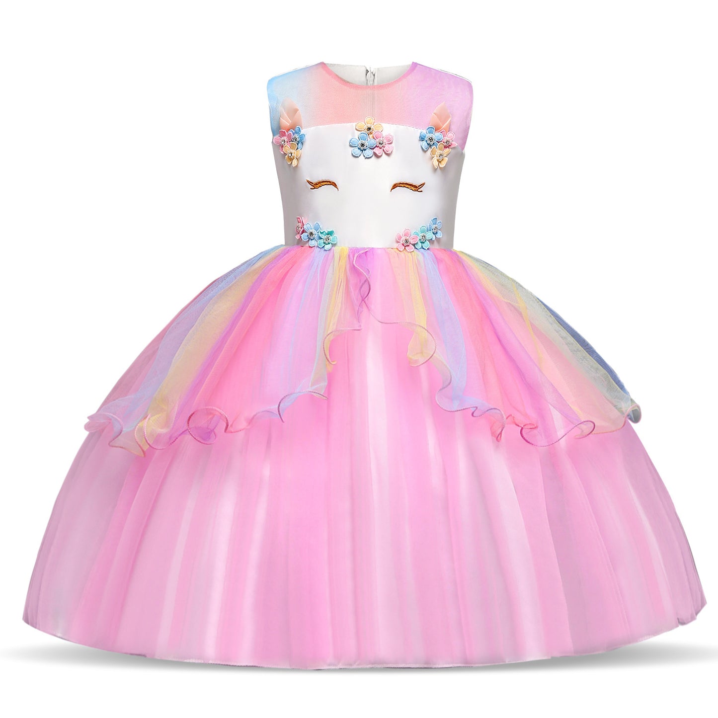 Princess Dress Fluffy Yarn Flower, Girls' Theme Party Dress, Cosplay