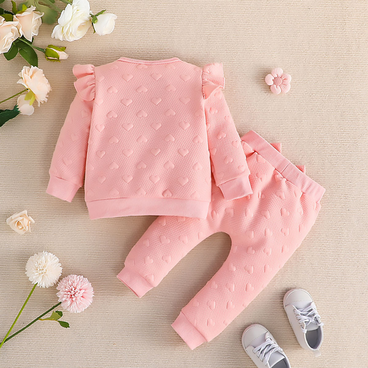 Baby Girl Long-sleeved Top Bow Pants Two-piece Set