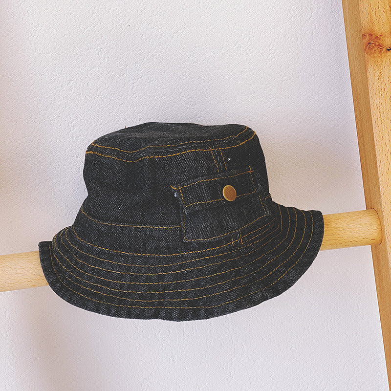 Spring & Autumn Pocket Design Denim Pot Hat