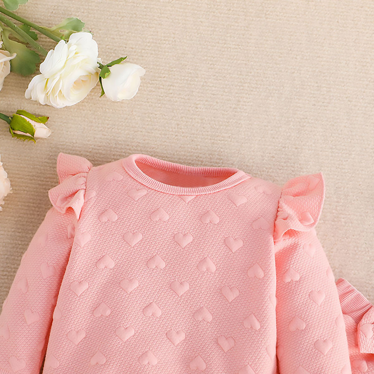 Baby Girl Long-sleeved Top Bow Pants Two-piece Set
