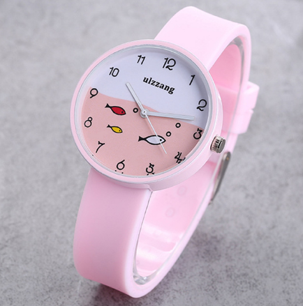 Children's Watch For Girls & Boys, Color Silicone Strap Fashion Quartz Watch