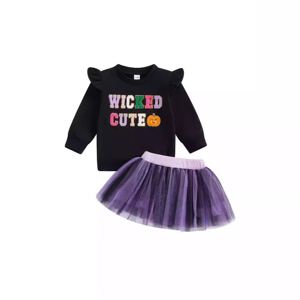 Girls' Halloween Sweater Plus Skirt