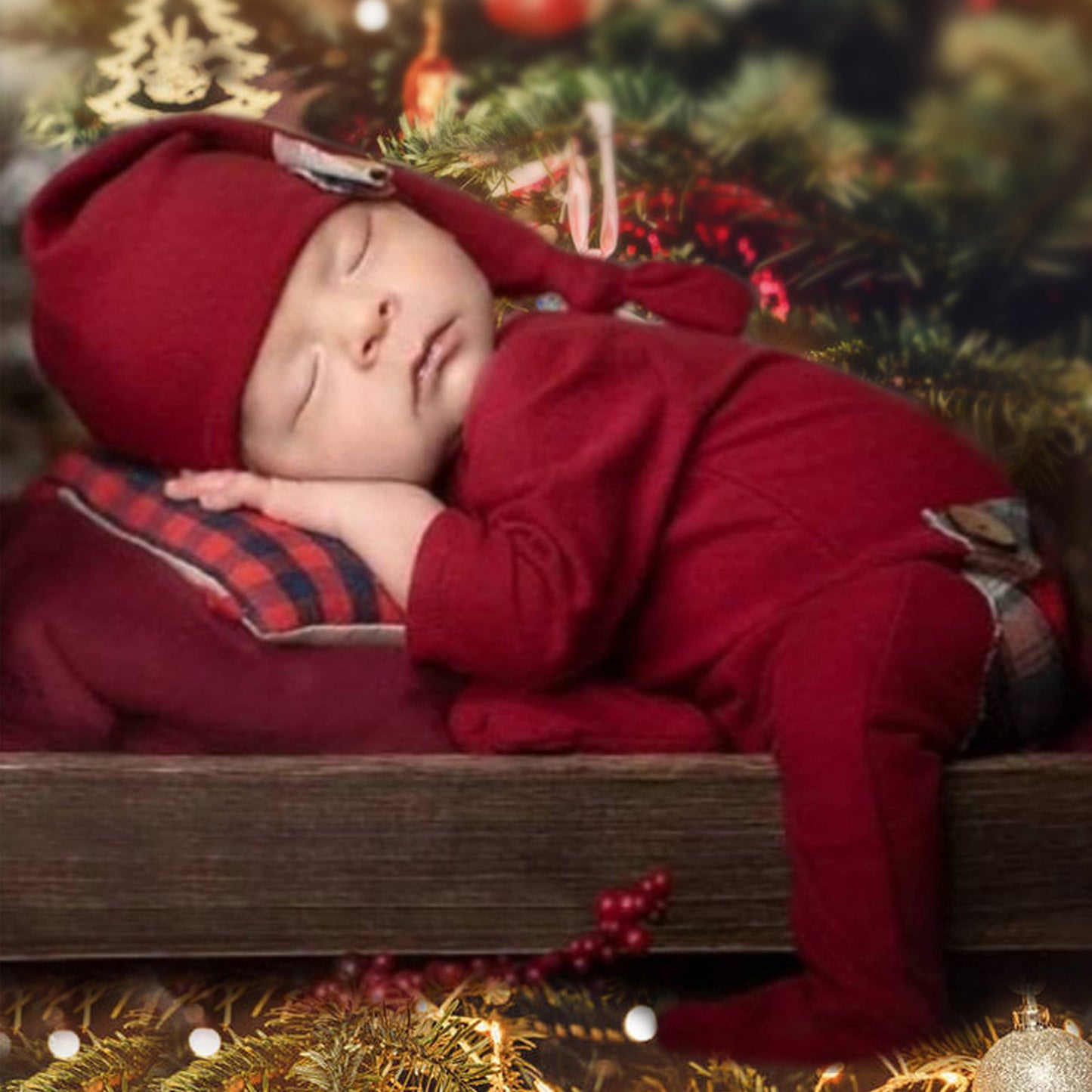 Newborn's Photography Christmas Clothing Studio Outfit, Red or Green