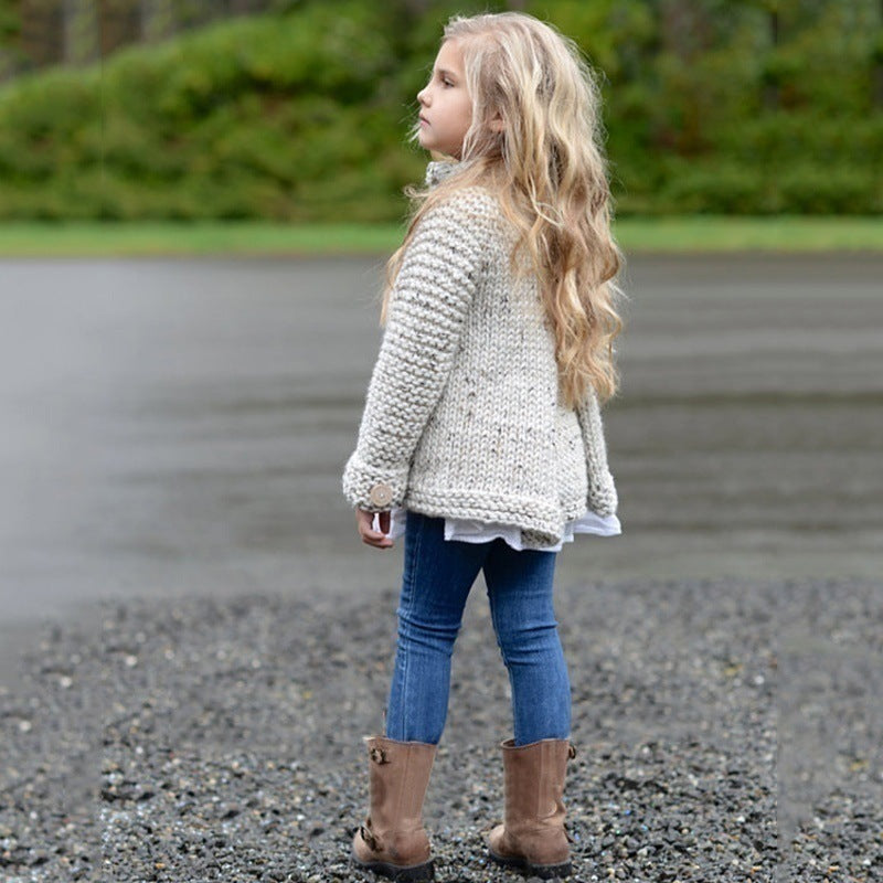 Girls' Knitted Cardigan Sweater